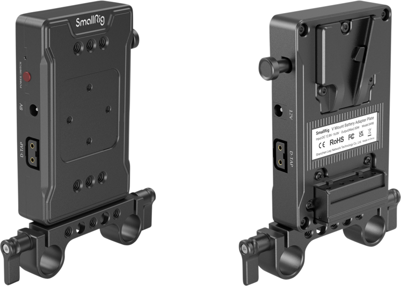 SmallRig 3498 Battery Adapter Plate V-Mount (Basic Version) with Dual Rod Clamp - 2