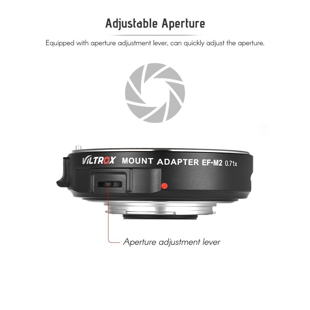 Viltrox EF-M2 Focal Reducer Booster Adapter Auto-focus 0.71x Canon EF mount series lens to M43 camera  - 3