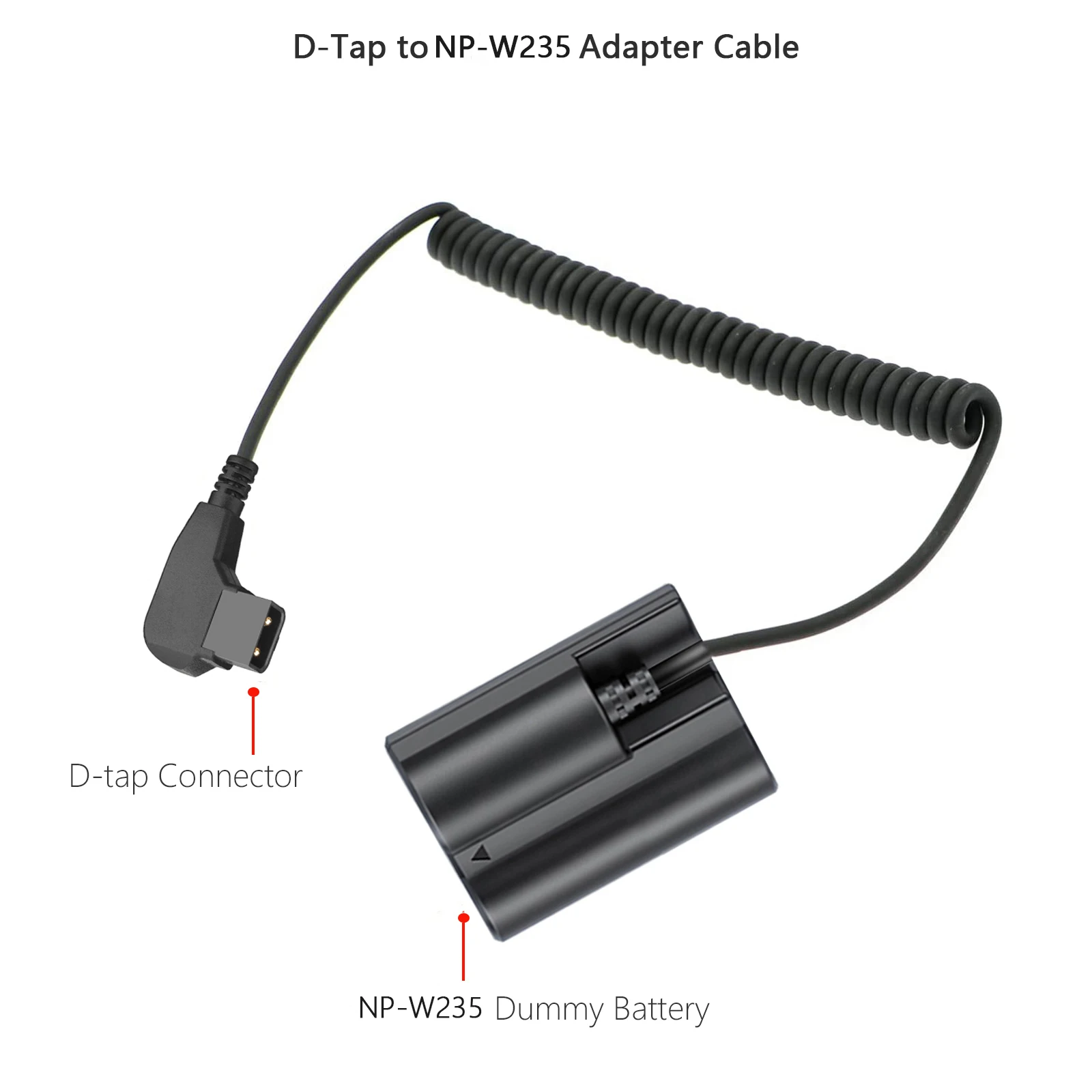 D-Tap To NP-W235 Fujifilm Dummy Battery Coiled - 3