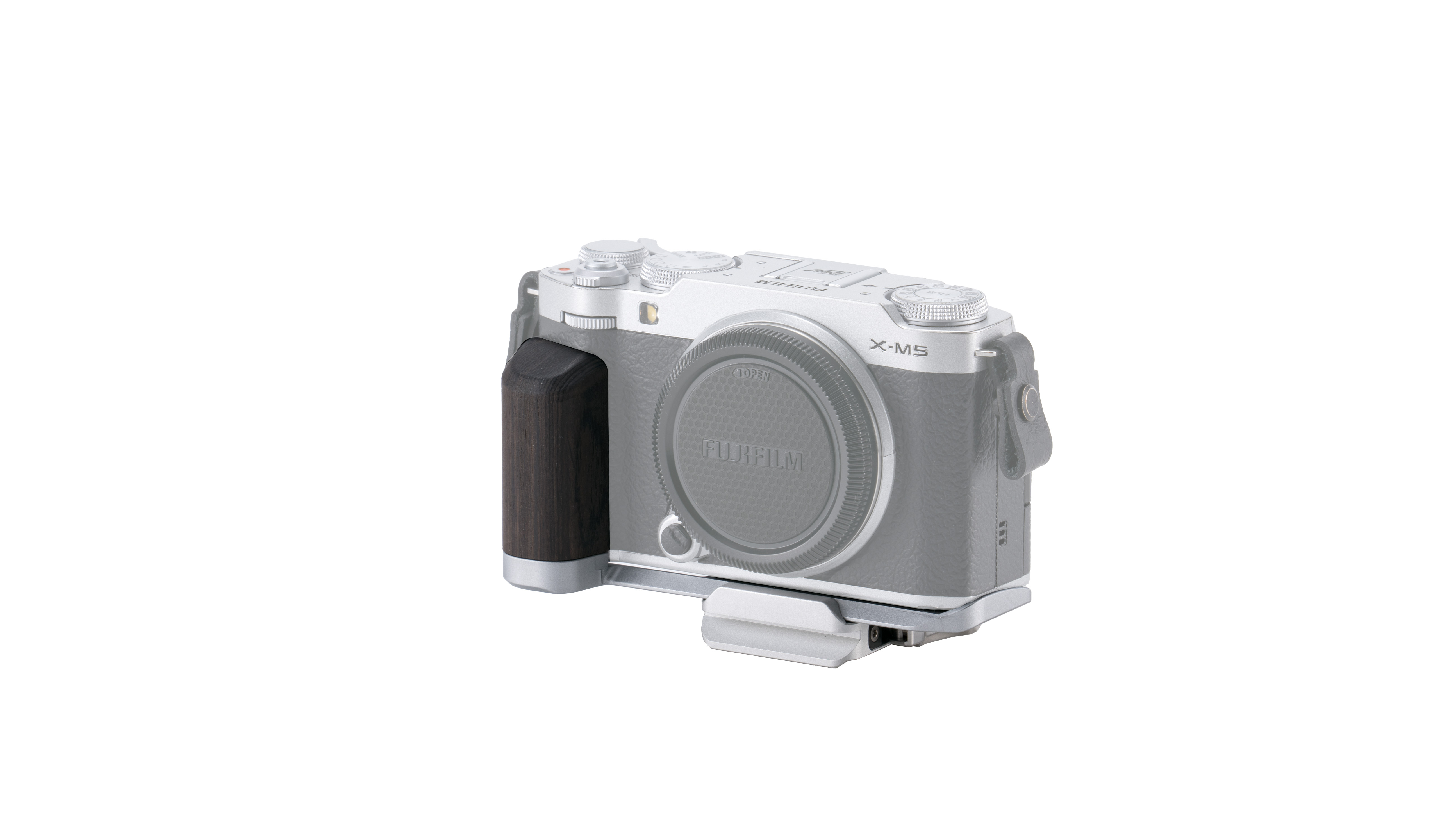 Tilta Mounting Baseplate with Wooden Grip for Fujifilm X-M5 - Silver - 2