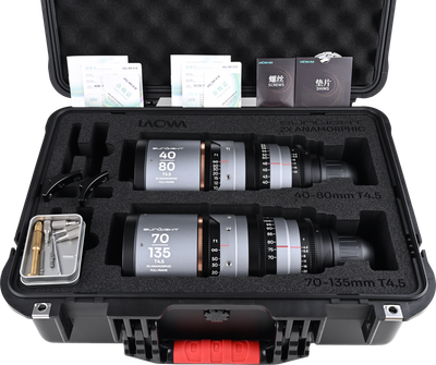Laowa Sunlight 2X Anamorphic Zoom 2-Lens Bundle (40-80mm,70-135mm) (Amber) Arri PL - 5