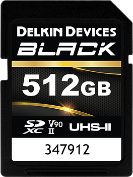 Delkin SDXC BLACK Rugged UHS-II R300/W250 (V90) 512GB (new)