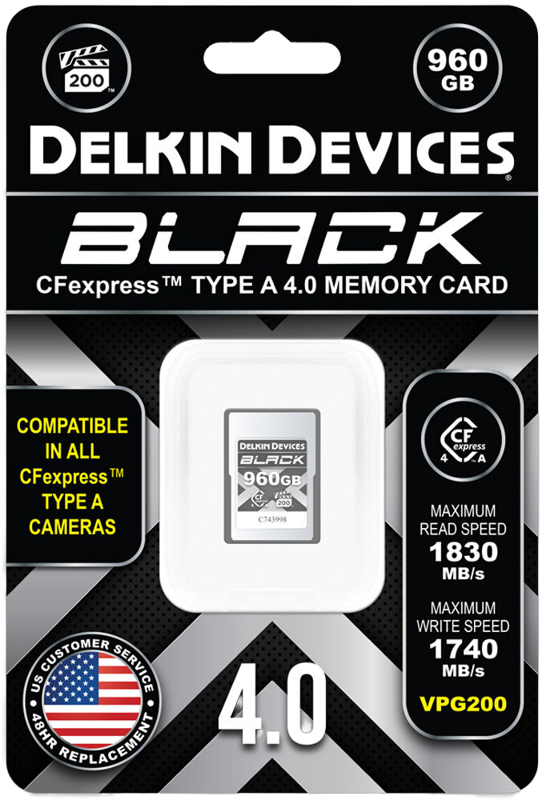 Delkin CFexpress 4.0 BLACK | Type A | VGP200, R1830/W1740 (Type A | 4.0) 960GB - 2