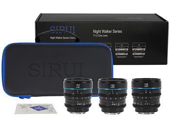 SIRUI Nightwalker Series 24, 35&55mm T1.2 S35 Manual Focus Cine Lens Bundle (E Mount, Black)