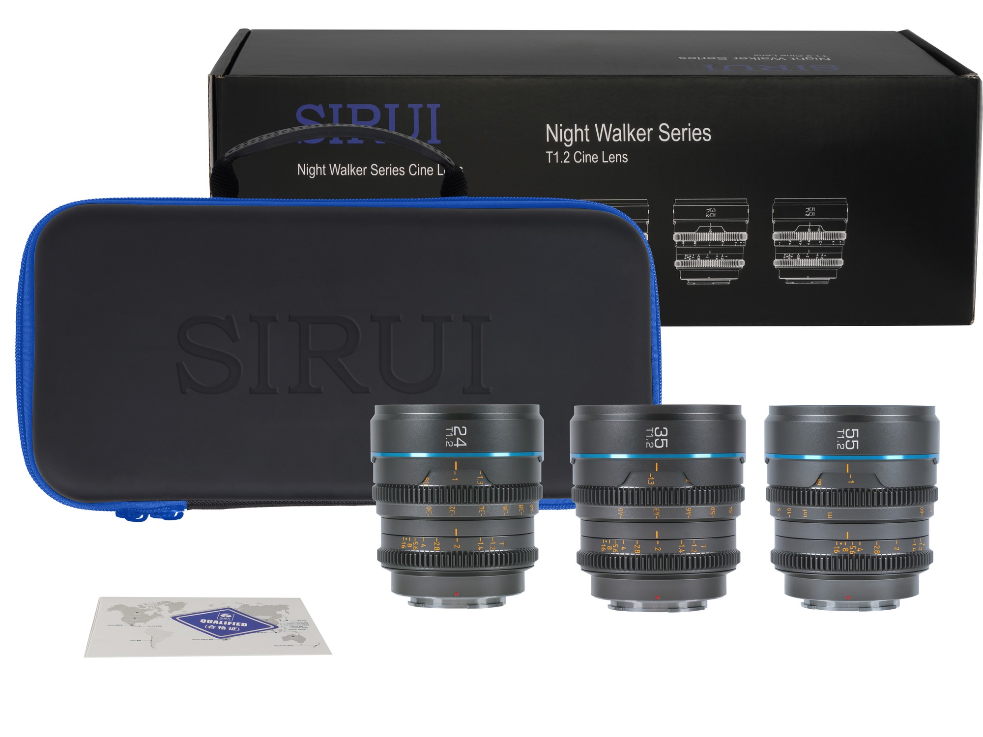 SIRUI Nightwalker Series 24, 35&55mm T1.2 S35 Manual Focus Cine Lens Bundle (E Mount, Gun Metal Gray) – för filmskapare