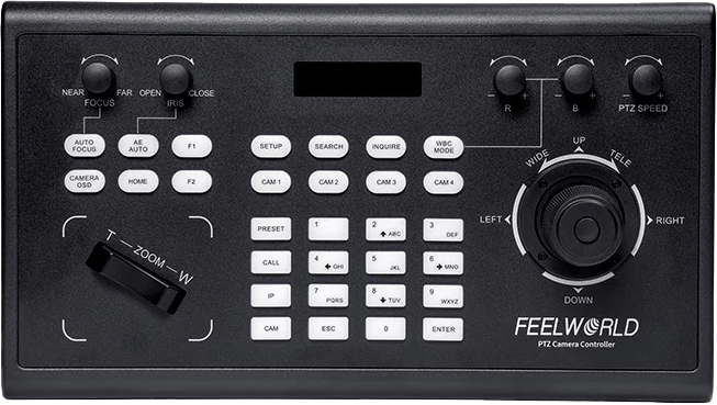 Feelworld KBC10 PTZ Camera Controller with Joystick and Keyboard Control LCD Display PoE Supported