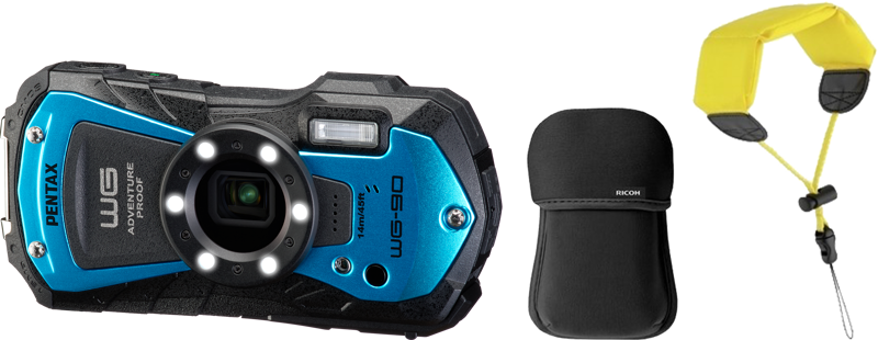 Ricoh/Pentax KIT Pentax WG-90 blue incl. floating strap and neoprene case FOC
