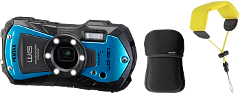 Ricoh/Pentax KIT Pentax WG-90 blue incl. floating strap and neoprene case FOC