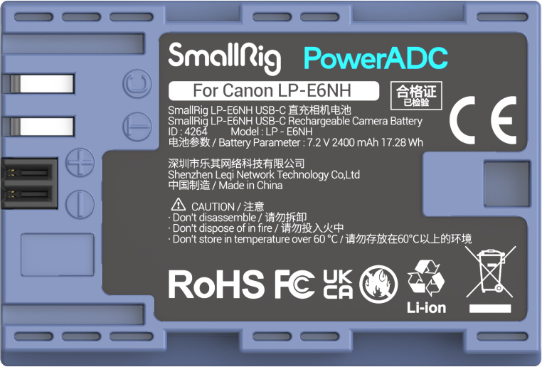 SmallRig 4264 Camera Battery USB-C Rechargable LP-E6NH - 2