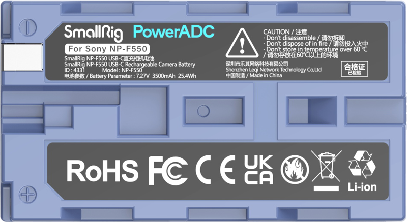 SmallRig 4331 Camera Battery USB-C Rechargable NP-F550 - 3