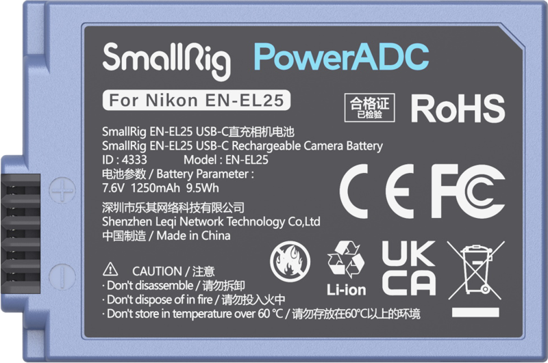 SmallRig 4333 Camera Battery USB-C Rechargable EN-EL25 - 3