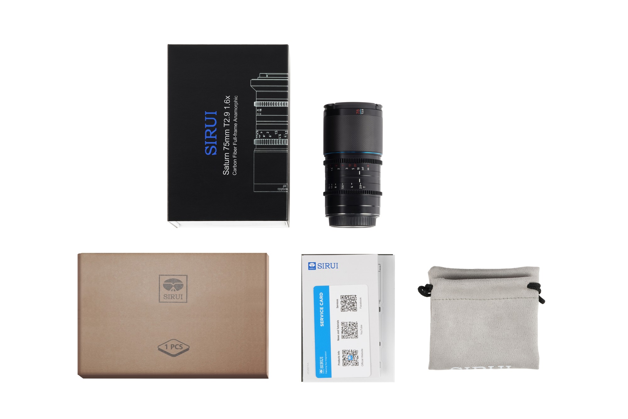 SIRUI Saturn 75mm T2.9 1.6x Carbon Fiber Full-frame Anamorphic RF Mount (Neutral  Flare) - 4