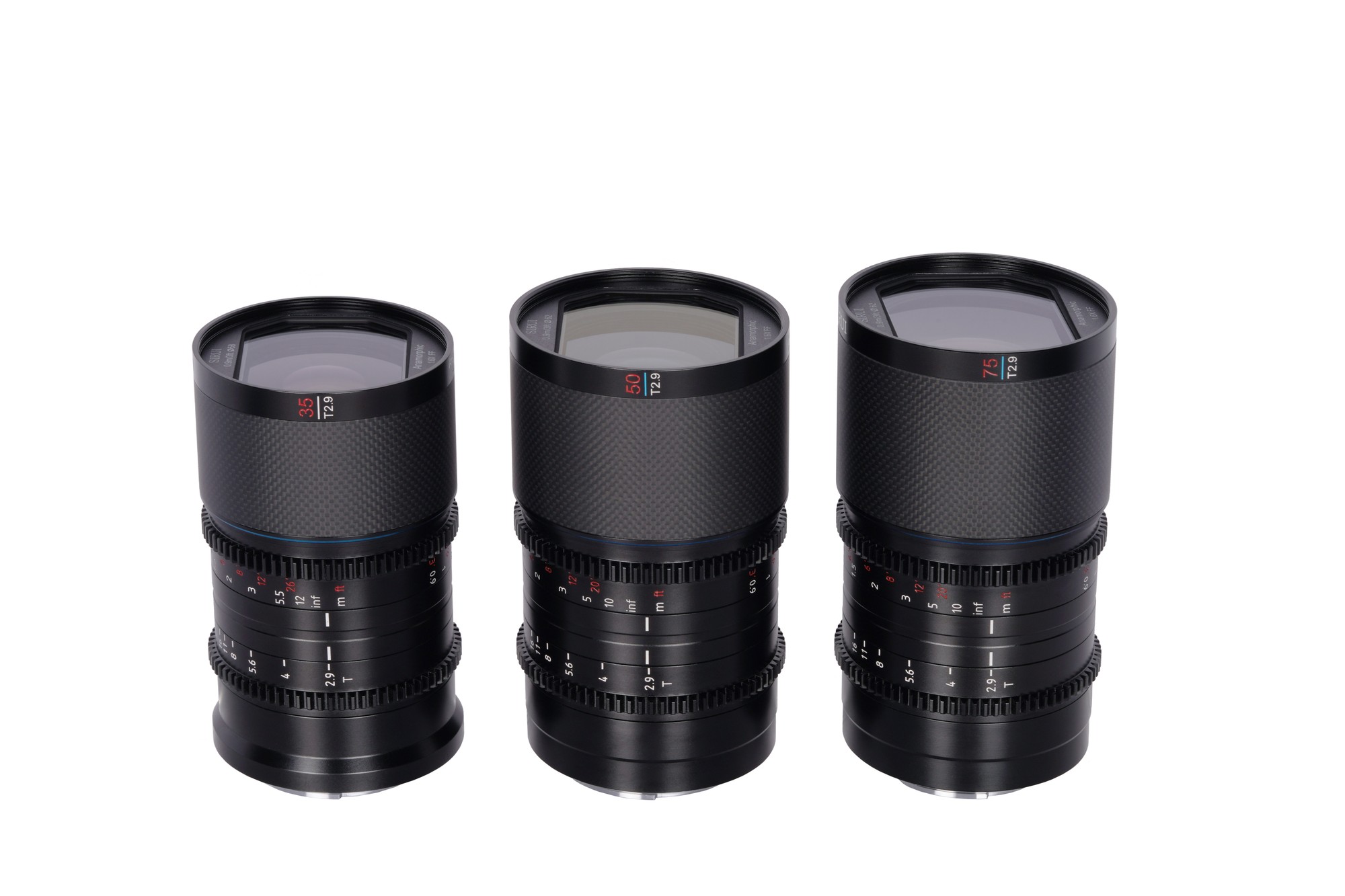 SIRUI Saturn 1.6x Carbon Fiber Full-frame Anamorphic Lens Set RF Mount  (35mm, 50mm, &75mm, Neutral  Flare) - 3