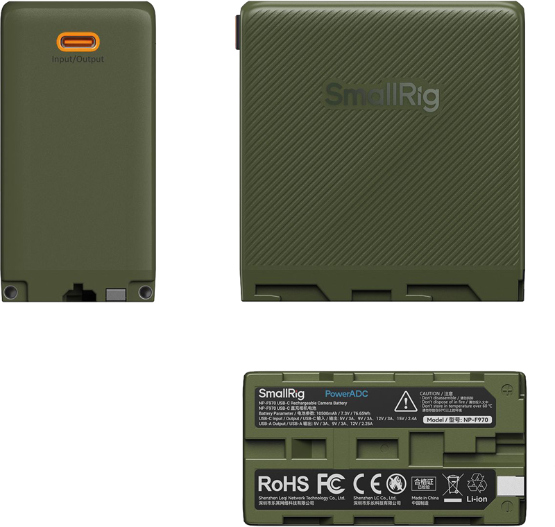 SmallRig 4577 Camera Battery USB-C Rechargeable NP-F970 Green - 4
