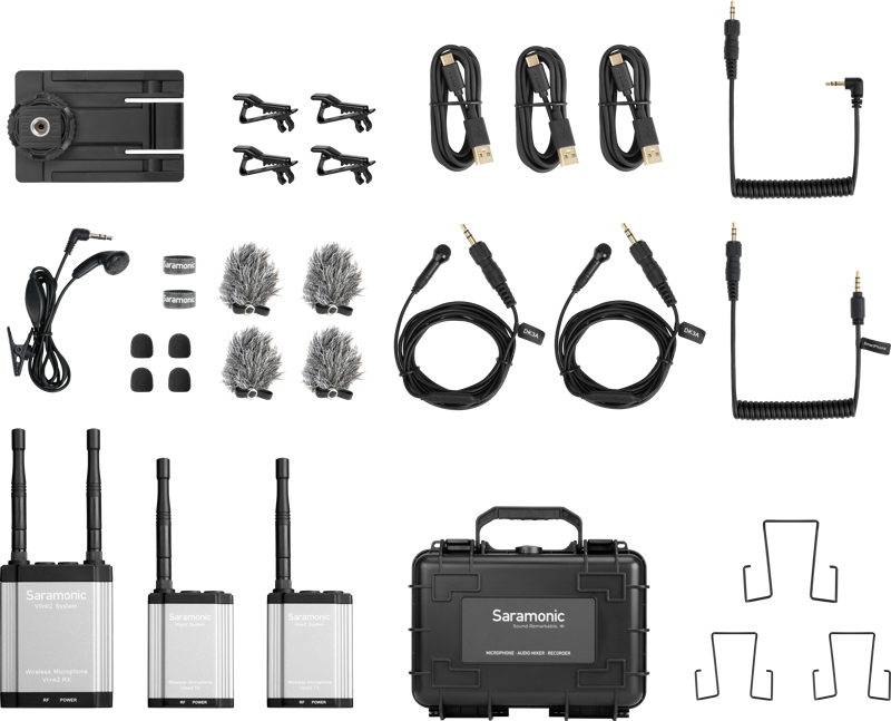 Saramonic Vlink2 Kit2, 2.4GHz Two Way-Communication Wireless Microphone System (2xTX+RX) - 6