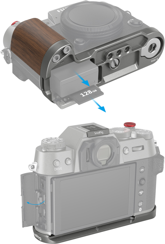 SmallRig 4736 Wooden L-Shape Grip for Fujifilm X-T50 Charcoal Silver - 5