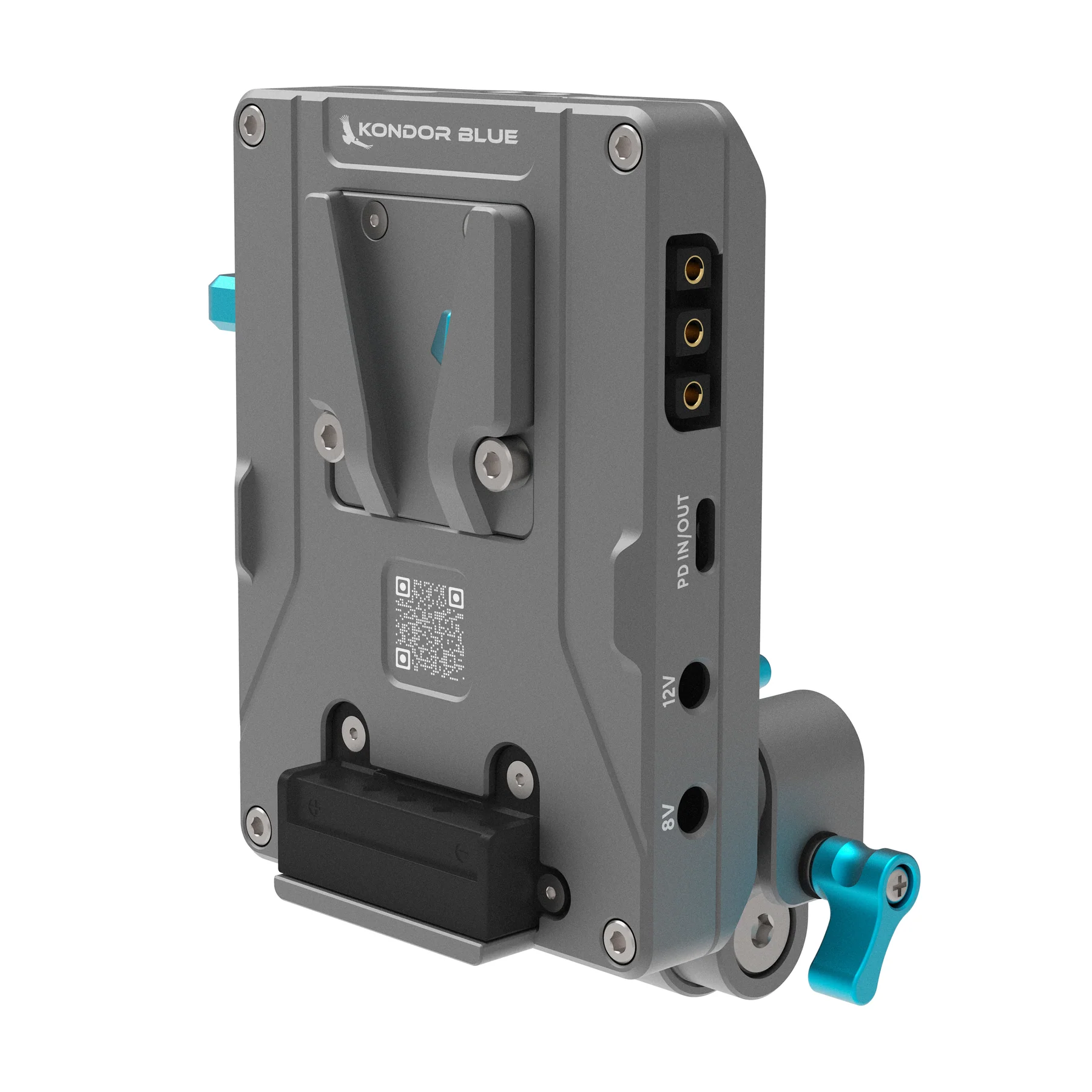 Kondor Blue V-mount Pro Battery Plate with Swiveling Rod Block - 5