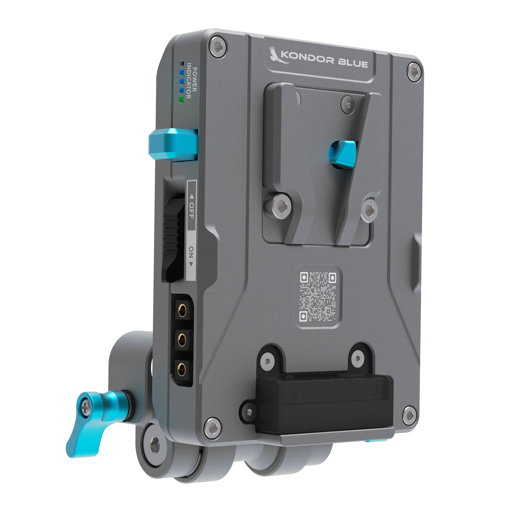 Kondor Blue V-mount Pro Battery Plate with Swiveling Rod Block - 2