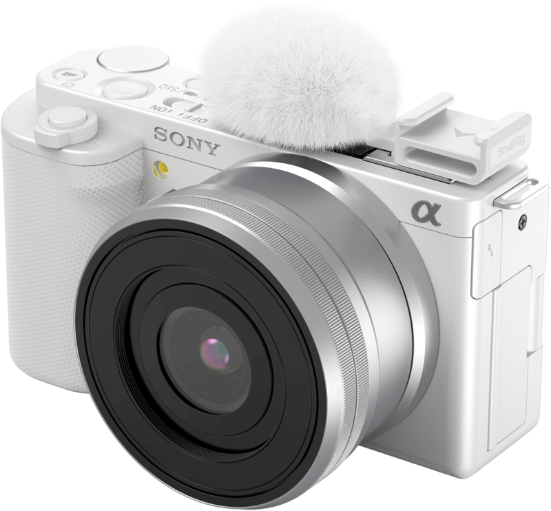 SmallRig 4734 Cold Shoe Adapter with Furry Windscreen for Sony ZV series cameras (white) - 2