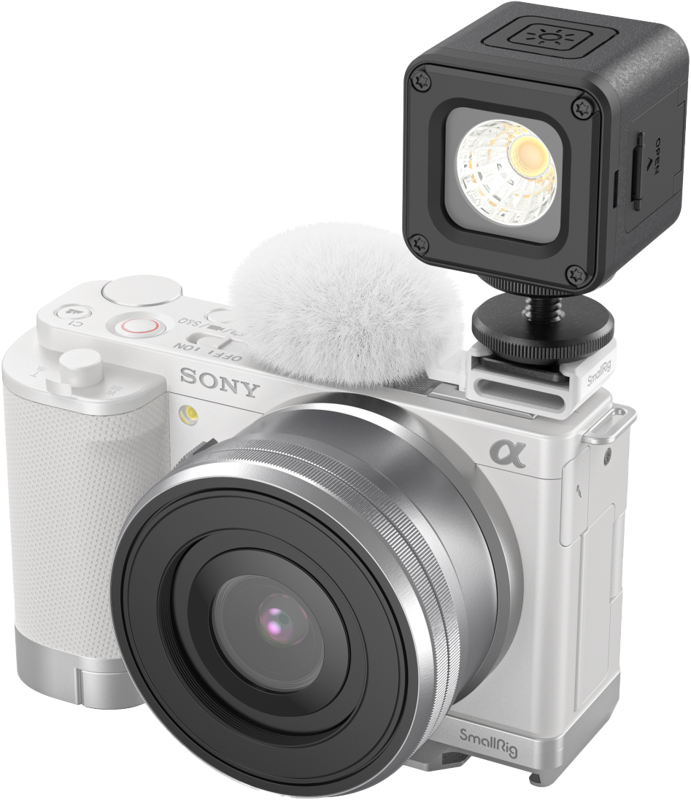 SmallRig 4734 Cold Shoe Adapter with Furry Windscreen for Sony ZV series cameras (white) - 3