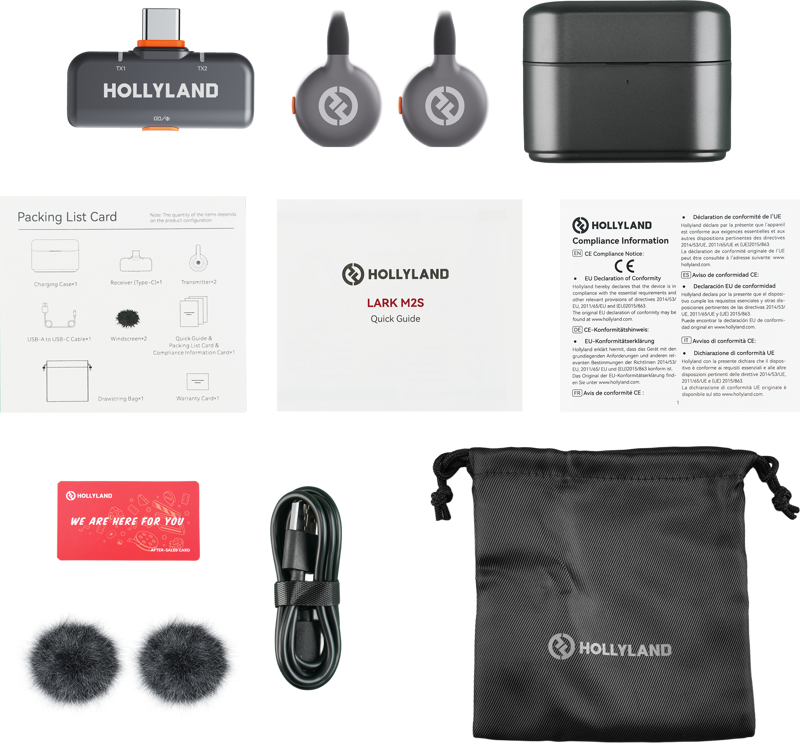 Hollyland LARK M2S Duo Wireless Lavalier Microphone with USB-C Plug (Duo, Space Gray) - 2