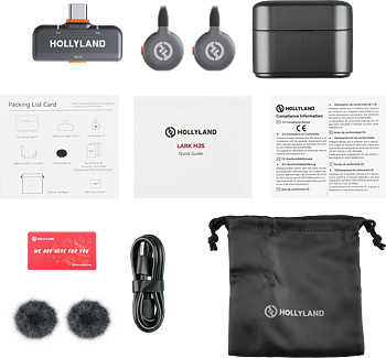 Hollyland LARK M2S Duo Wireless Lavalier Microphone with USB-C Plug (Duo, Space Gray)
