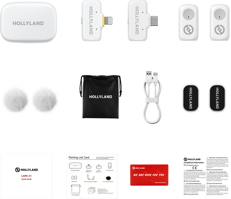 Hollyland LARK A1 Combo Ivory White, with USB-C RX + Lightning RX + Charging Case - 2