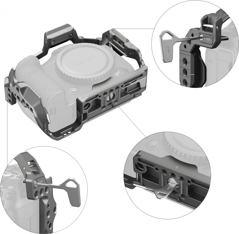 SmallRig 4977 HawkLock Quick Release Cage for Canon EOS R5 Mark II - 3