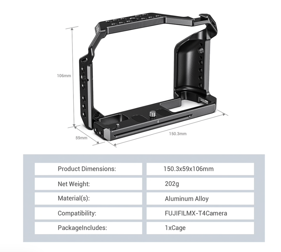 SmallRig Cage for FUJIFILM X-T4 Camera CCF2808 - 3