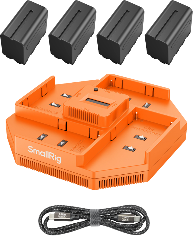 SmallRig 4834 NP-F970 4-Channel Camera Battery Charger & 4-Battery Kit - 6