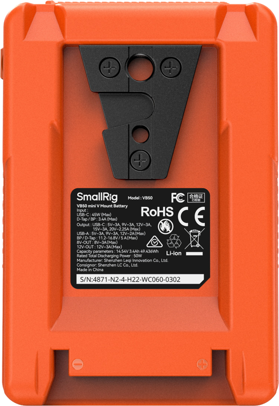 SmallRig 4871 V-Mount Battery Mini VB50 (Orange) - 4