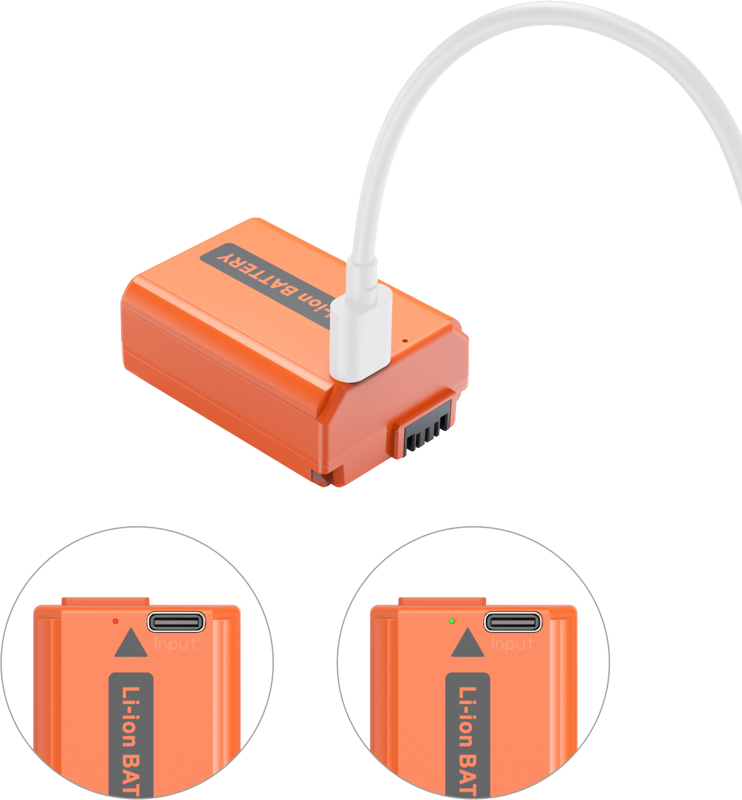 SmallRig 4965 NP-FW50 USB-C Rechargeable Camera Battery Orange - 5