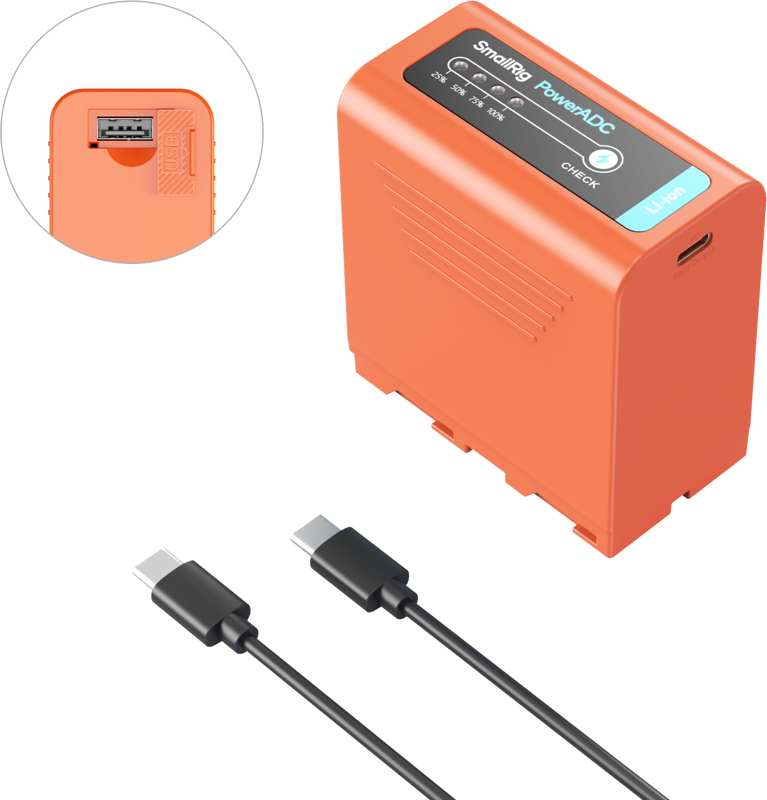 SmallRig 4972 NP-F970 USB-C Rechargeable Camera Battery Orange - 2