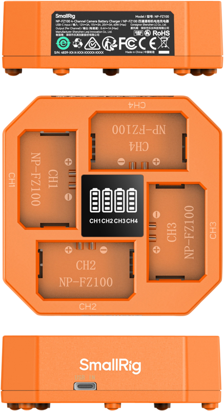 SmallRig 4839 NP-FZ100 4-Channel Camera Battery Charger - 2