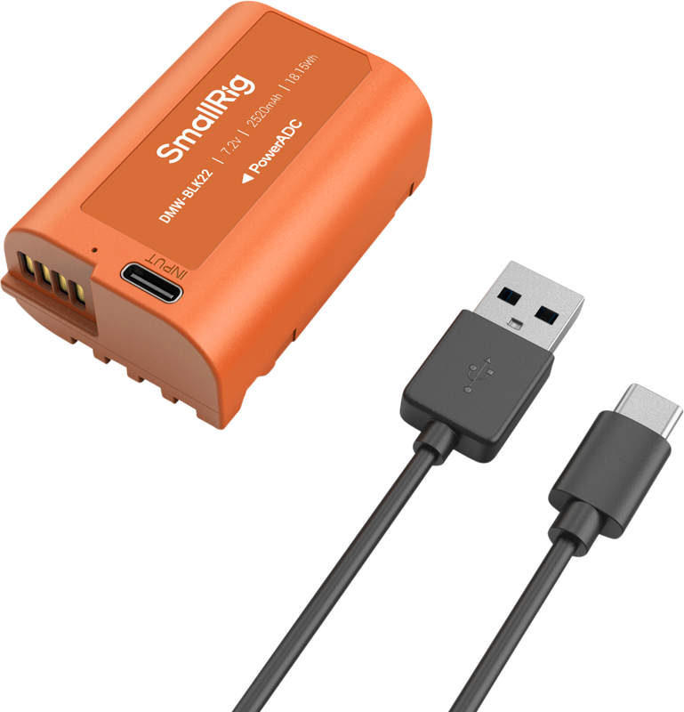 SmallRig 4979 Camera Battery USB-C Rechargeable DMW-BLK22 Orange - 4