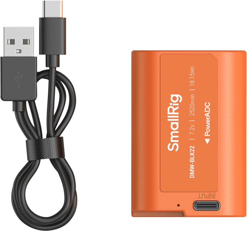 SmallRig 4979 Camera Battery USB-C Rechargeable DMW-BLK22 Orange - 8