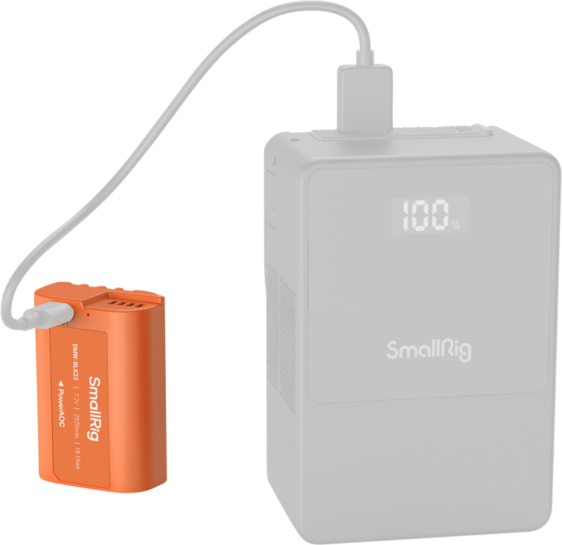 SmallRig 4979 Camera Battery USB-C Rechargeable DMW-BLK22 Orange - 6