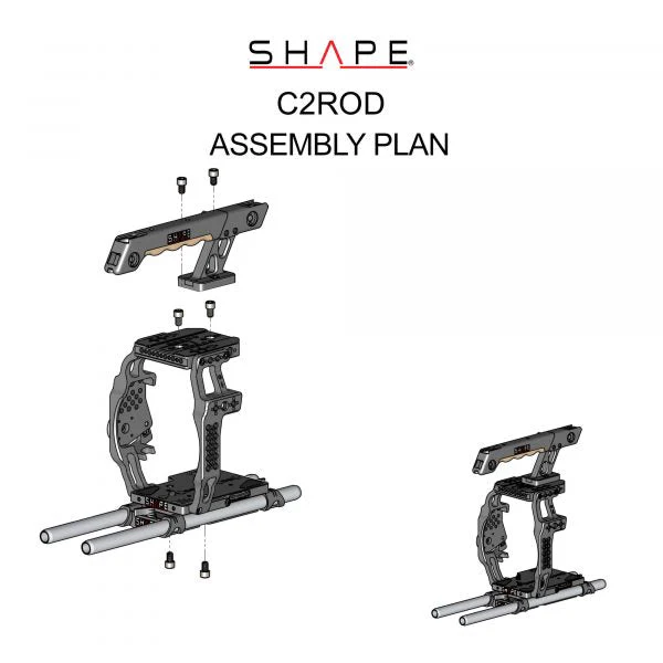 SHAPE Cage with Baseplate, Top Handle & 15mm LWS Rods for Canon EOS C200 – för filmskapare - 9