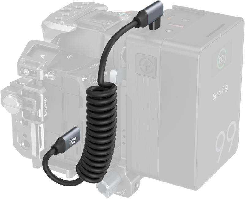 SmallRig 4792 USB-C Straight to USB-C Angled Coiled Data Cable - 3