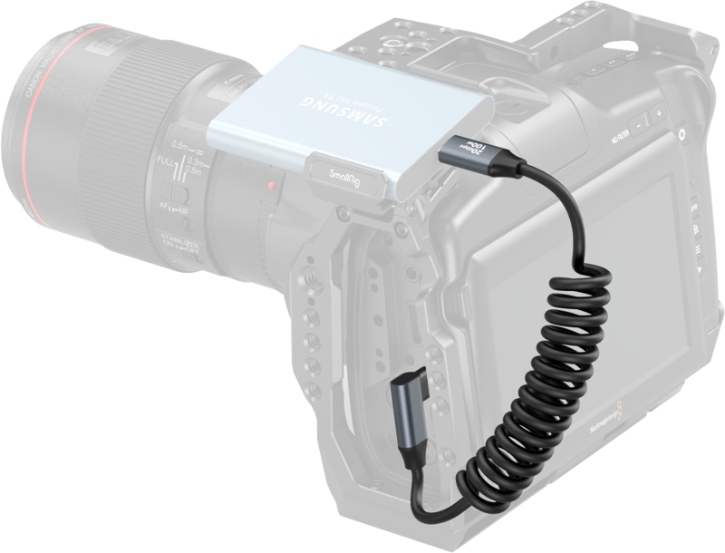 SmallRig 4792 USB-C Straight to USB-C Angled Coiled Data Cable - 4