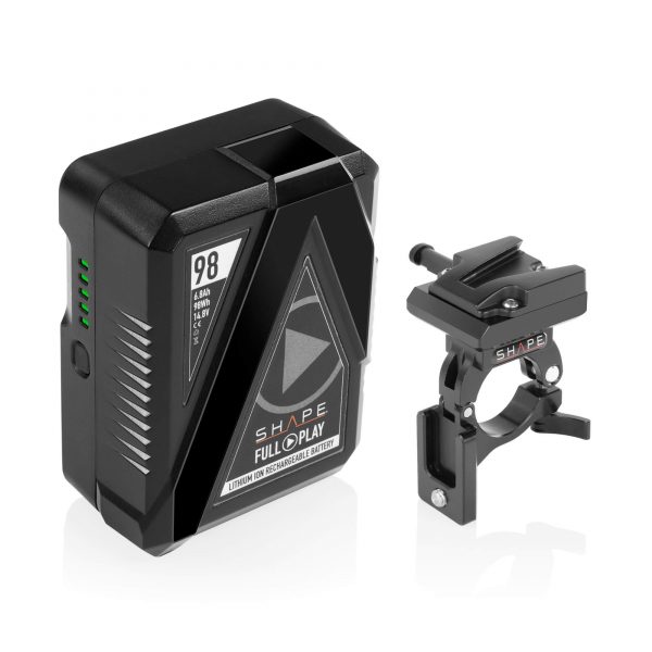 SHAPE Full Play 14.8V 98Wh Rechargeabel Lithium-Ion V-Mount Battery with V-Mount Battery Dock Clamp for 30mm Gimbal Handlebar
