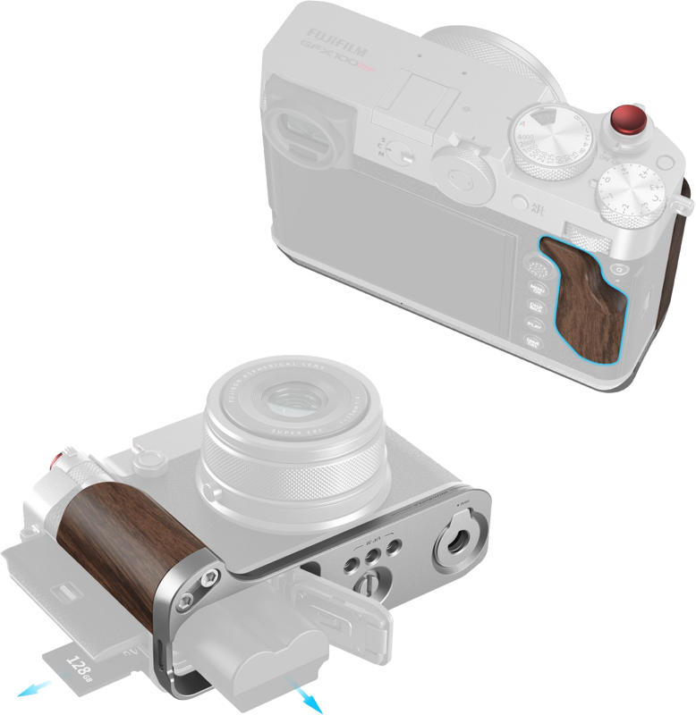 SmallRig 5265 L-Shape Mount Plate with Wooden Handle for FUJIFILM GFX100RF Silver - 3