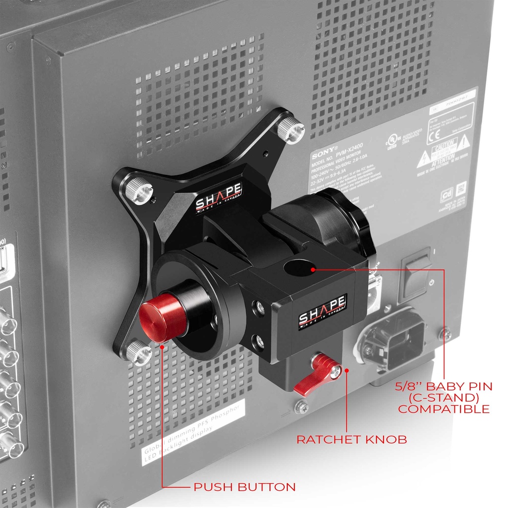 SHAPE PUSH BUTTON VESA MONITOR MOUNT FOR C-STAND AND BABY PIN – för filmskapare - 3