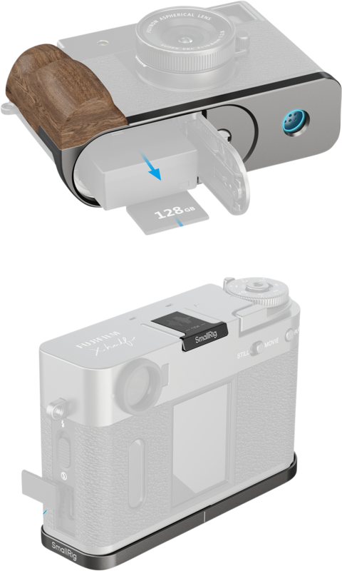 SmallRig 5394 L-Shaped Mount Plate with Wooden Handle for FUJIFILM X half Charcoal Silver - 3
