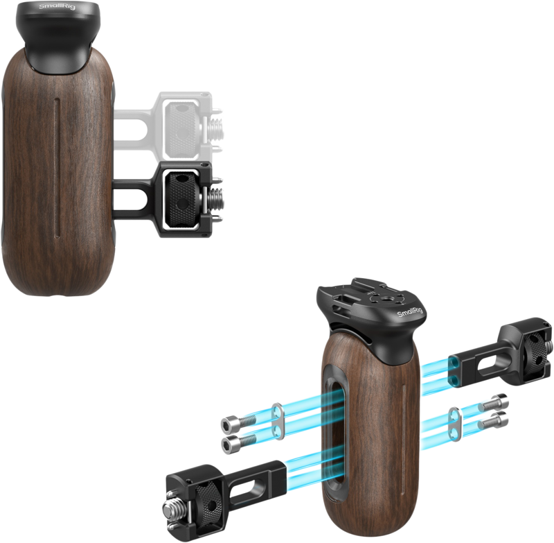 SmallRig 5238 Wooden Side Handle with 1/4"-20 & 3/8''-16 ARRI Locating Screws - 5