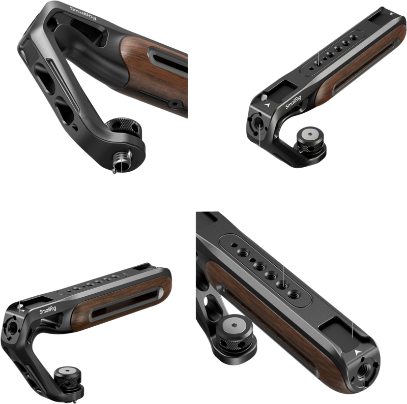 SmallRig 5252 Wooden Top Handle with 1/4''-20 and ARRI 3/8''-16 Locating Screw - 4