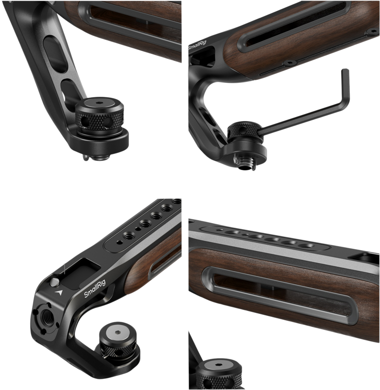 SmallRig 5252 Wooden Top Handle with 1/4''-20 and ARRI 3/8''-16 Locating Screw - 5
