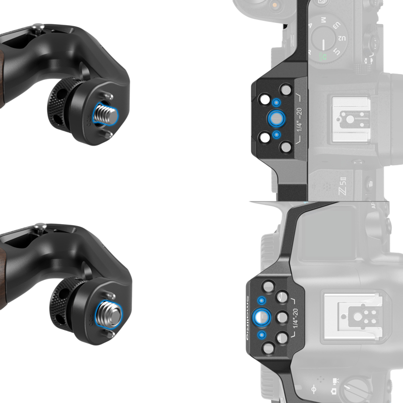SmallRig 5252 Wooden Top Handle with 1/4''-20 and ARRI 3/8''-16 Locating Screw - 6