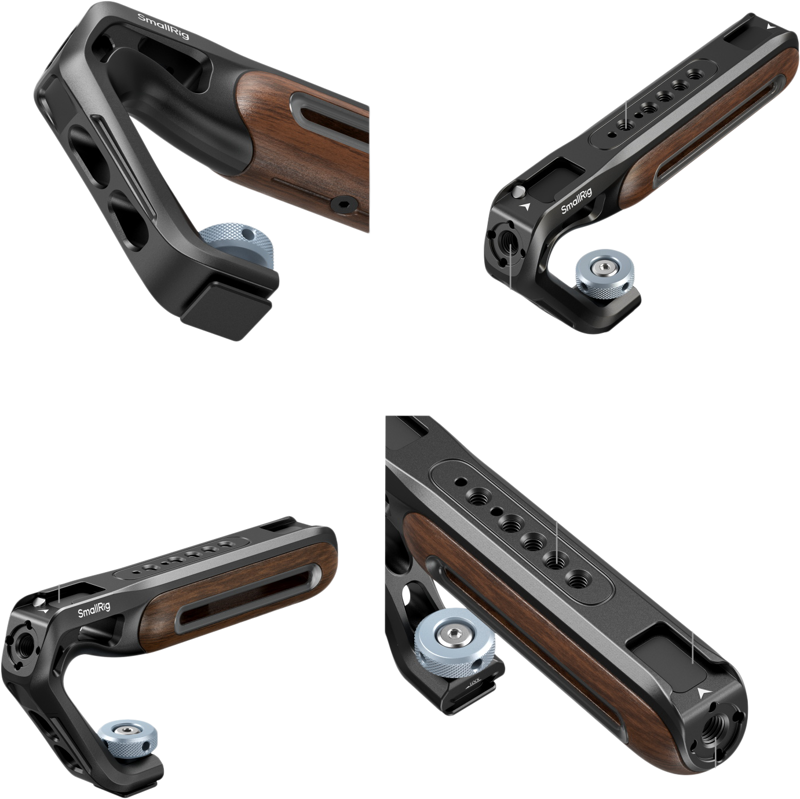 SmallRig 5250 Wooden Top Handle with Cold Shoe Mount - 4