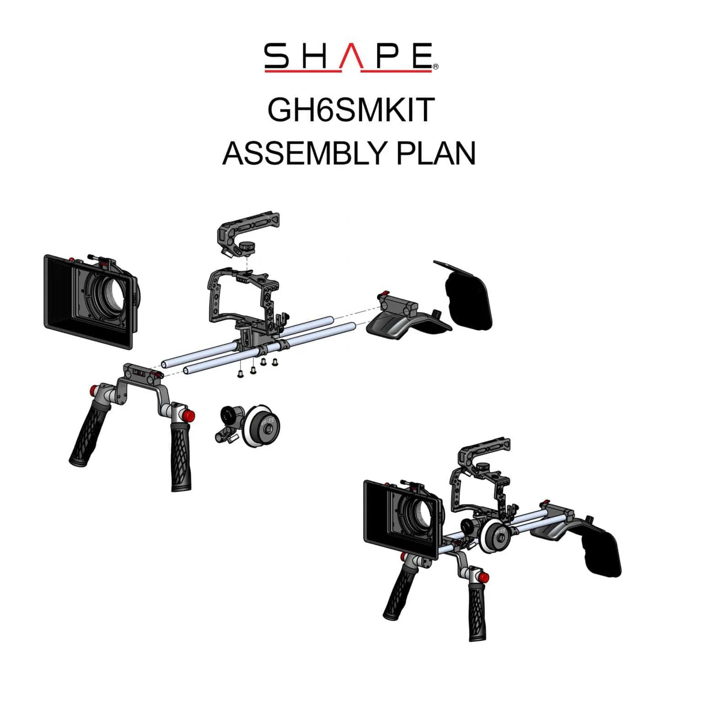 SHAPE Shoulder Mount Kit Matte Box Follow Focus for PANASONIC LUMIX GH6 – för filmskapare - 13